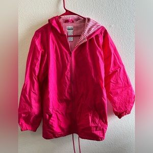 Basic Edition Womens Windbreaker Size 16,Pink color, Zipper Closure,Hood,Pockets